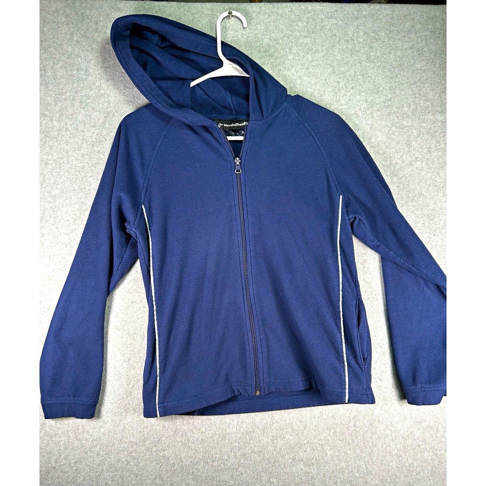 NordicTrack Hoodie Womens M Blue Fleece Full Zip Hooded Athletic Solid Logo